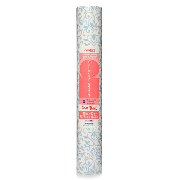 Con-Tact Brand Adhesive Drawer and Shelf Liner, Antique Floral Blue 18"x60 Ft., PK6 60F-C9A7F6-06